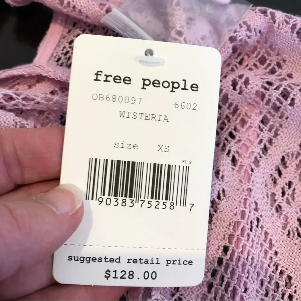Free People wisteria pink purple lace ruffle dress size Extra Small NWT